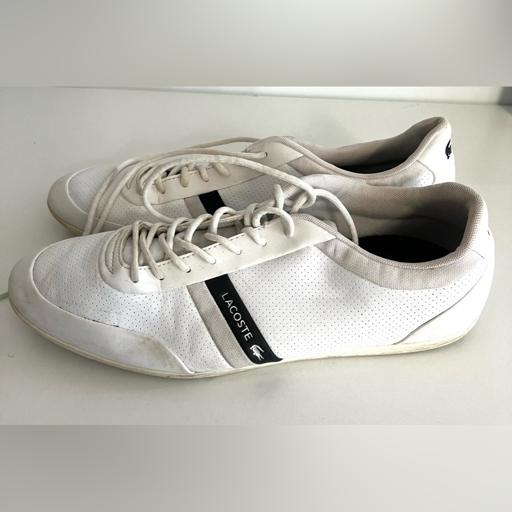 Lacoste Men’s White Black Sneakers Shoes Size 11.5